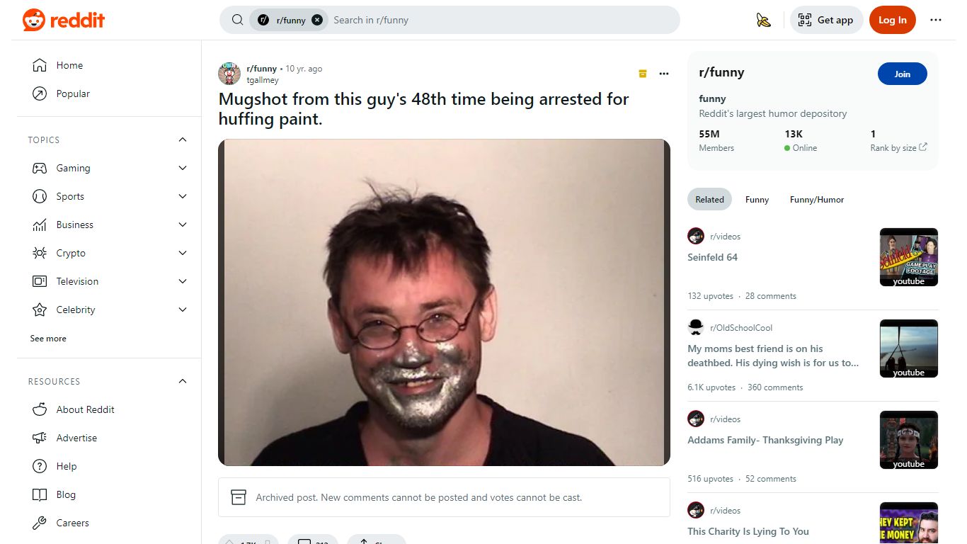 Mugshot from this guy's 48th time being arrested for huffing paint.